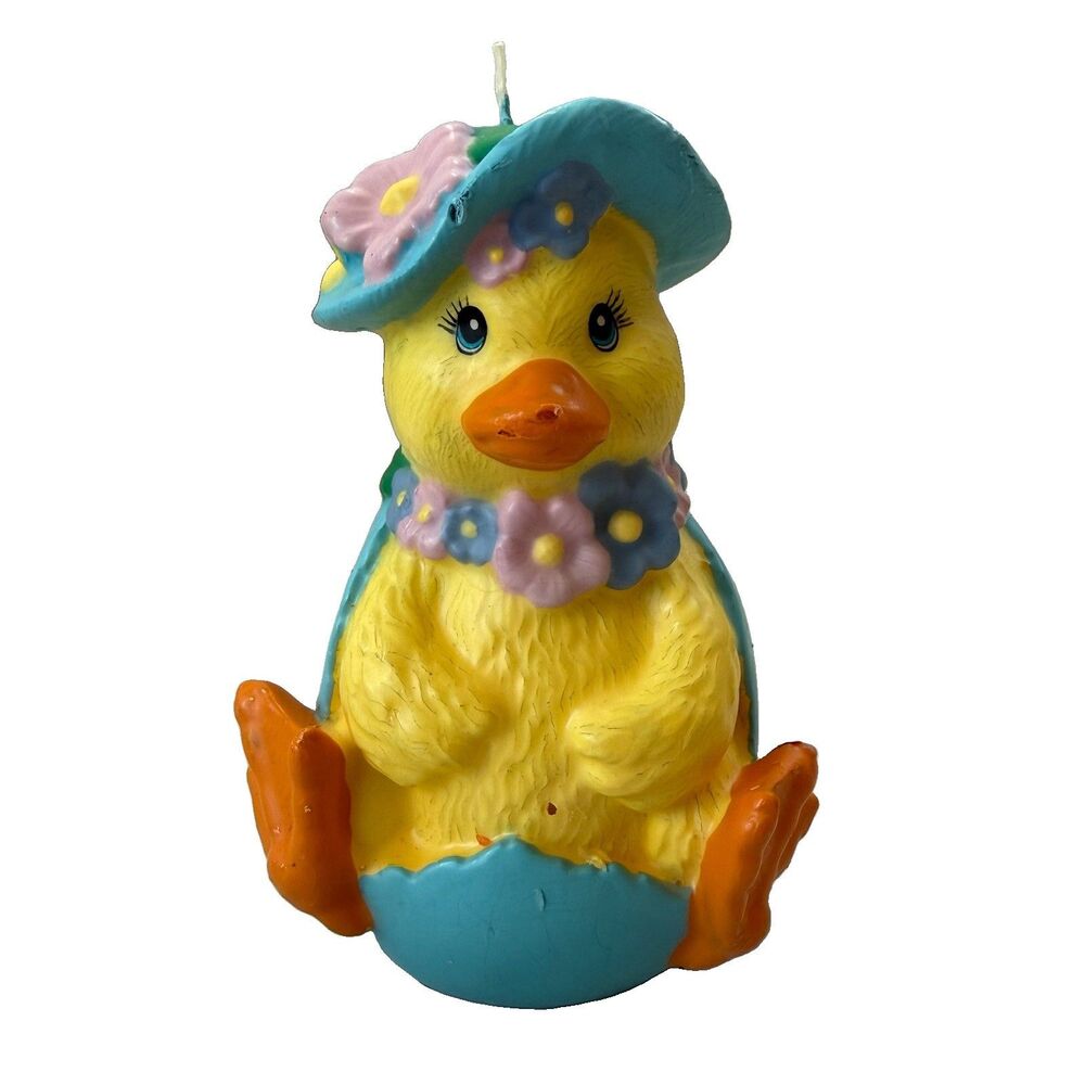 Vintage Hand-Painted Yellow Duck Candle By Robert Alan Cottagecore Prairie